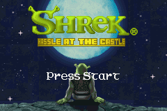 Shrek: Hassle at the Castle title screen for GameBoy Advance